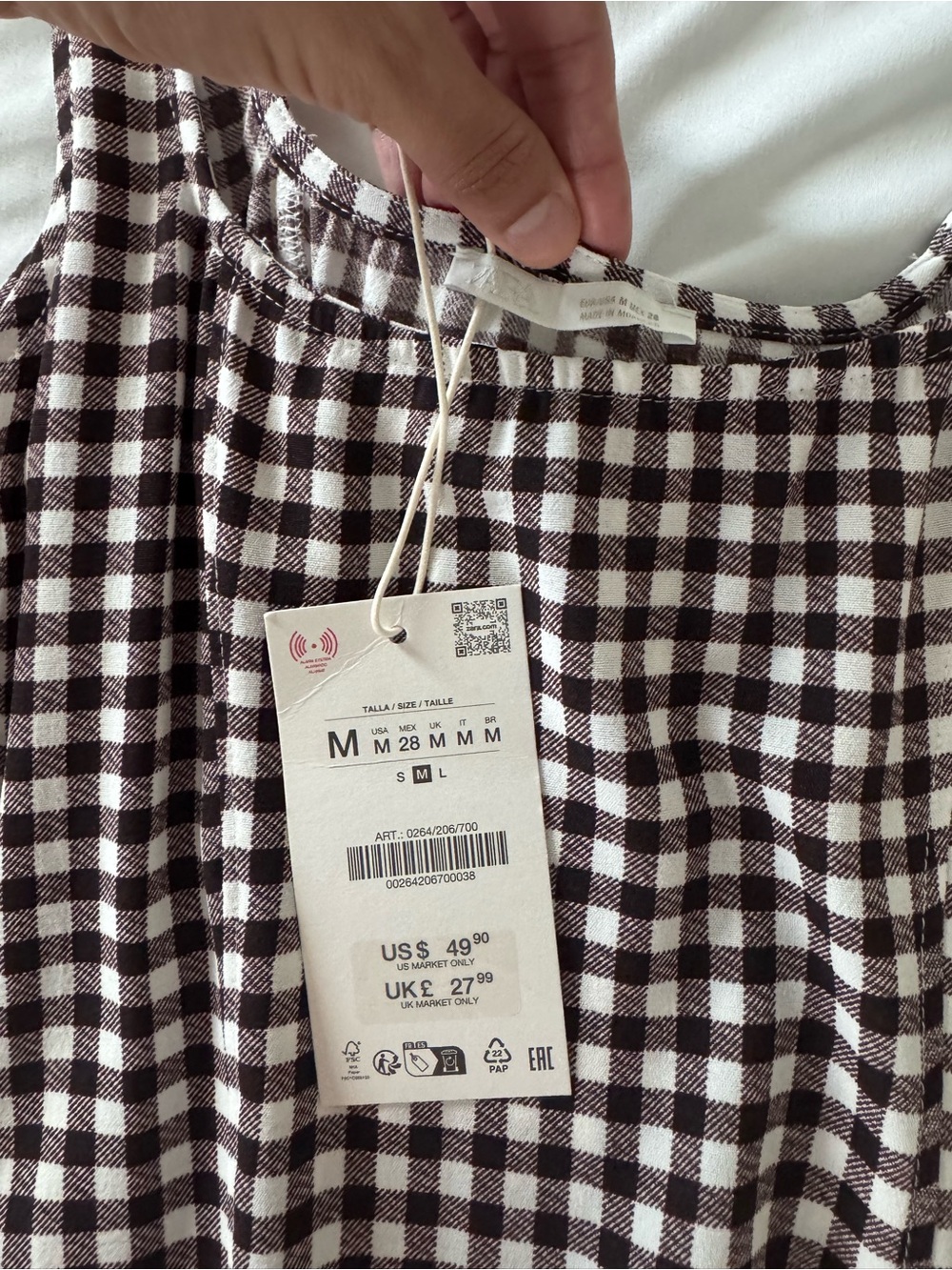 Zara Black and White Gingham Midi Dress - Picture 4 of 5